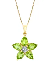 Peridot (4 ct. t.w.) & Diamond Accent Starflower 18" Pendant Necklace in 10k Gold