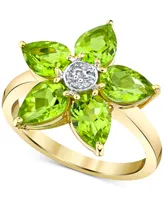 Peridot (4 ct. t.w.) & Diamond Accent Starflower Ring in 10k Gold