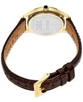 Seiko Women's Essentials Brown Leather Strap Watch 29mm