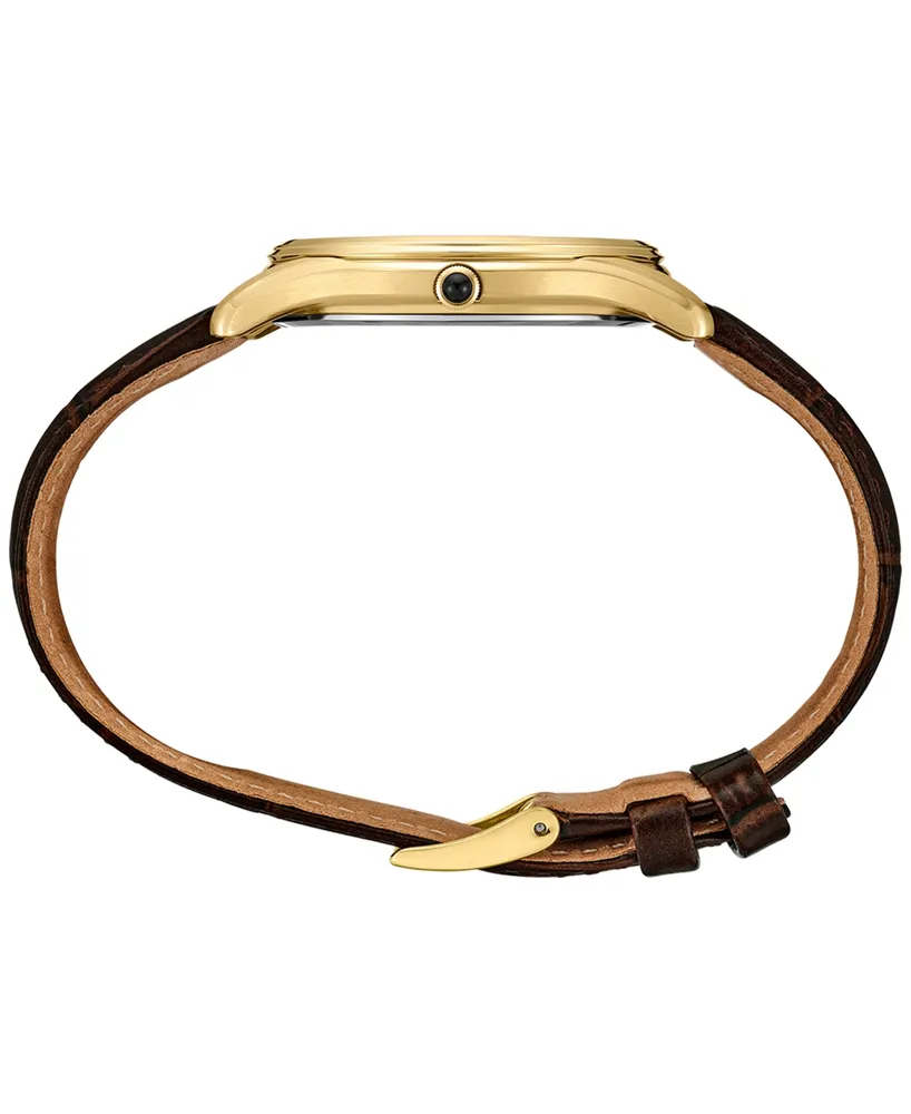 Seiko Men's Analog Essentials Brown Leather Strap Watch 39mm