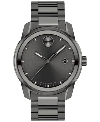 Movado Men's Swiss Bold Verso Gunmetal Ion-Plated Steel Bracelet Watch 42mm