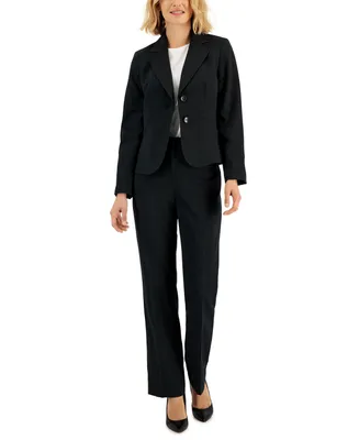 Le Suit Women's Two-Button Pinstriped Pantsuit, Regular & Petite