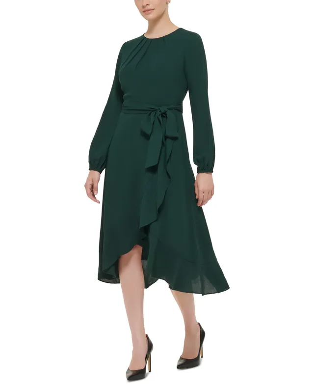 Jessica Howard Women's Flutter-Sleeve Belted Midi Dress