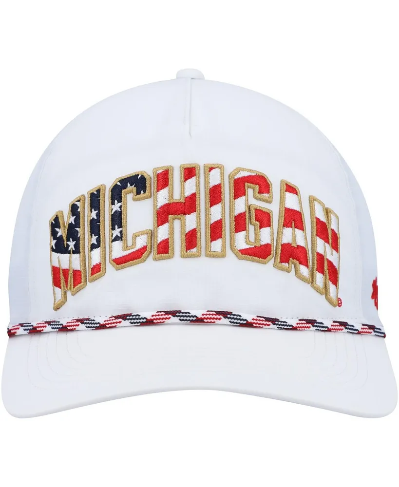 Men's '47 White Michigan Wolverines Stars and Stripes Flag Flutter Hitch Snapback Hat