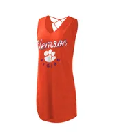 Women's G-iii 4Her by Carl Banks Orange Clemson Tigers Game Time Burnout Cover-Up V-Neck Dress