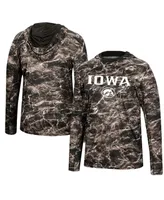 Men's Colosseum Black Iowa Hawkeyes Mossy Oak Spf 50 Performance Long Sleeve Hoodie T-shirt