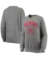 Women's Pressbox Heathered Gray Cincinnati Bearcats Edith Vintage-Like Knobi Raglan Pullover Sweatshirt