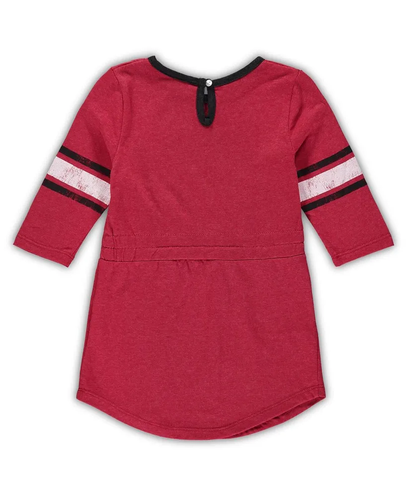 Toddler Girls Colosseum Heathered Cardinal Arkansas Razorbacks Poppin Sleeve Stripe Dress