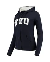 Women's Stadium Athletic Navy Byu Cougars Arched Name Full-Zip Hoodie