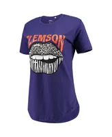 Women's Pressbox Purple Clemson Tigers Wild Lips Core T-shirt