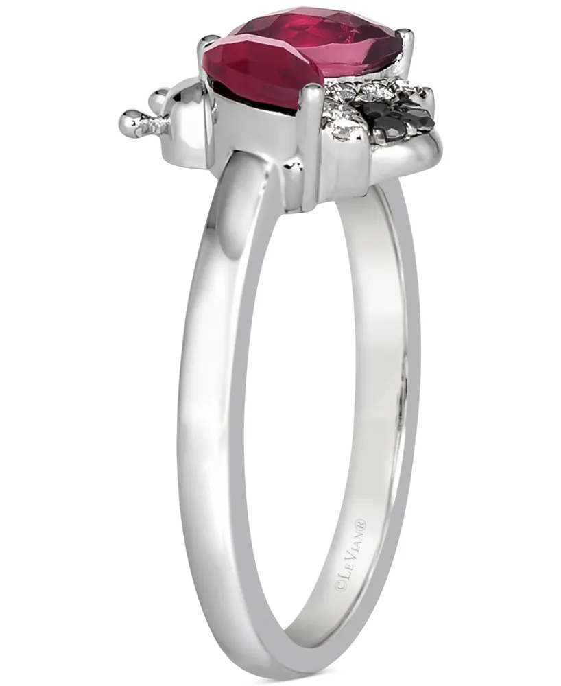 Le Vian Raspberry Rhodolite (1-1/6 ct. t.w.) & Diamond (1/10 ct. t.w.) Ladybug Ring in 14k White Gold