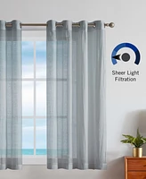 Nautica Cordelia Crushed Sheer Grommet Window Curtain Wide Panel Pair, 52" x 63"