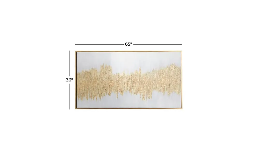 Wood Contemporary Framed Wall Art, 65" x 1.5" x 35.5" - Gold