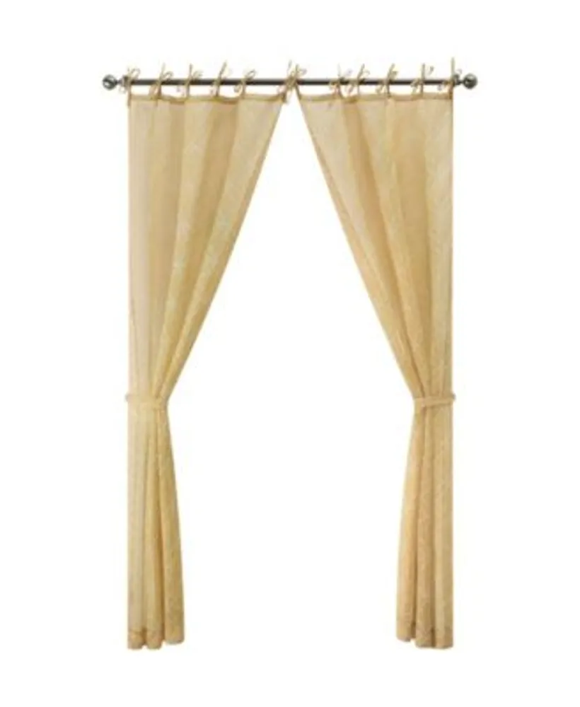 Jessica Simpson Nora Embroidery Sheer Tie Top Window Curtain Panel Pair With Tiebacks Collection