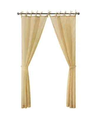 Jessica Simpson Nora Embroidery Sheer Tie Top Window Curtain Panel Pair With Tiebacks Collection