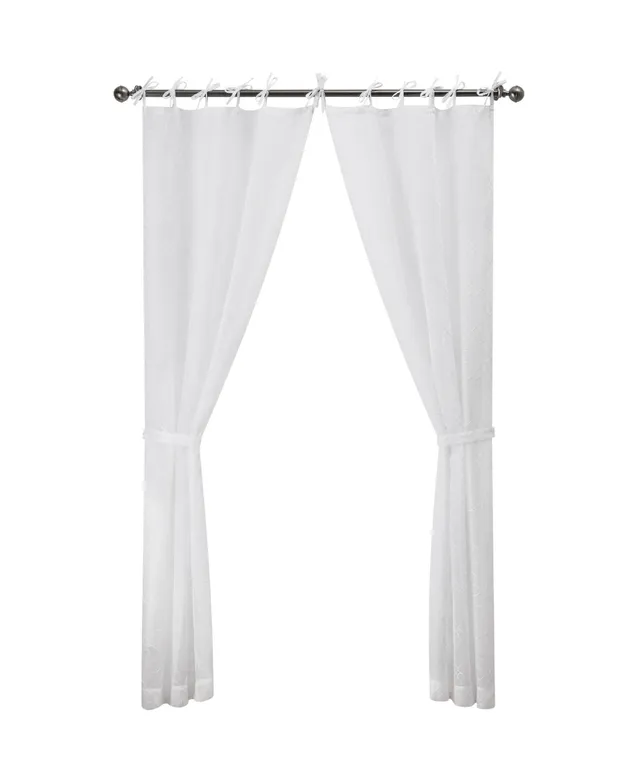 Jessica Simpson Nora Embroidery Sheer Tie Top Window Curtain Panel