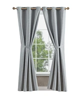 Jessica Simpson Faye Textured Blackout Grommet Window Curtain Panel Pair with Tiebacks, 38" x 96"