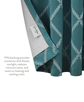 Jessica Simpson Lynee Textured Diamond Patterned Blackout Back-Tab Window Curtain Panel Pair with Tiebacks, 52" x 84"