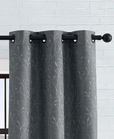 Lucky Brand Sondra Textured Leaf Pattern Blackout Grommet Window Curtain Panel Pair with Tiebacks, 38" x 96"