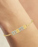 Diamond "Mama" Link Bracelet (1/10 ct. t.w.) in 14k Gold-Plated Sterling Silver - Gold