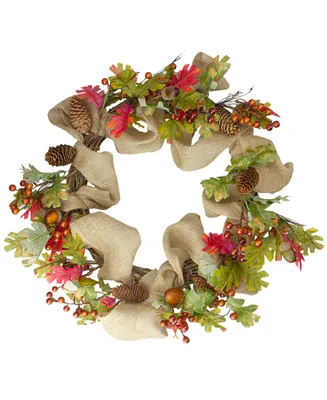 Berry and Pine Cones Artificial Thanksgiving Wreath Unlit, 18"
