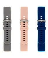 WITHit Gray Smooth, Light Pink Smooth and Navy Smooth Silicone Band Set, 3 Piece Compatible with the Fitbit Versa and Fitbit Versa 2