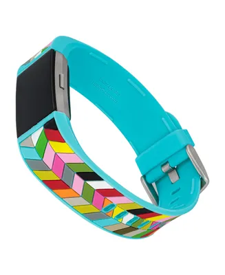 WITHit Light Blue and Rainbow Premium Silicone Band Compatible with the Fitbit Charge 2