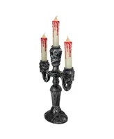 Antique-Like Skull Trio 3 Piece Halloween Candelabra Set, 13.75" - Silver