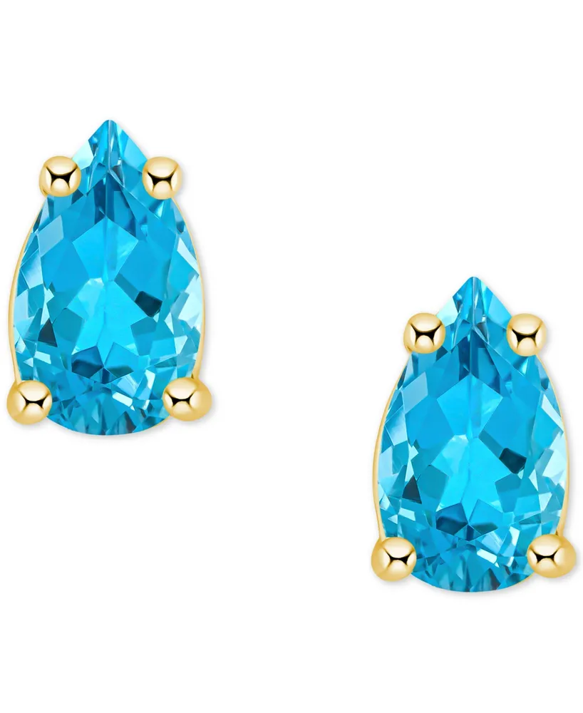 Blue Topaz Pear Stud Earrings (1/2 ct. t.w.) 14k Gold