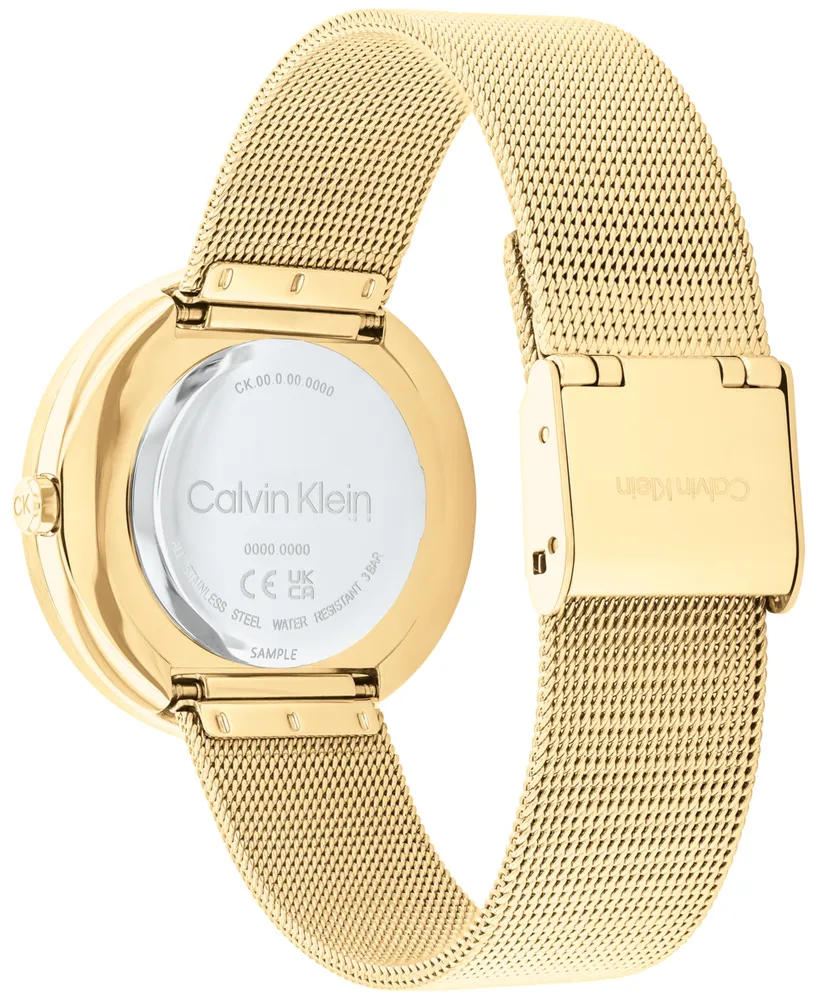 Calvin Klein Women's Gold-Tone Stainless Steel Mesh Bracelet Watch 34mm