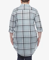 White Mark Plus Plaid Tunic Top