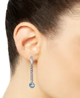 Swiss Blue Topaz Curb Link Drop Earrings (2 ct. t.w.) in Sterling Silver