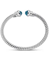 2-Pc. Set Sky Blue Topaz (4-7/8 ct. t.w.) & Amethyst (4 ct. t.w.) Weave Style Cuff Bracelets in Sterling Silver