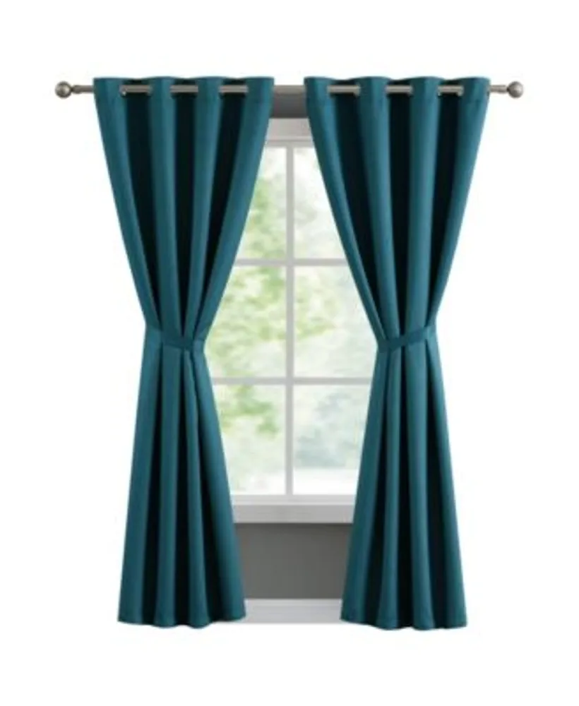 French Connection Ebony Thermal Woven Room Darkening Grommet Window Curtain Panel Pair With Tiebacks Collection
