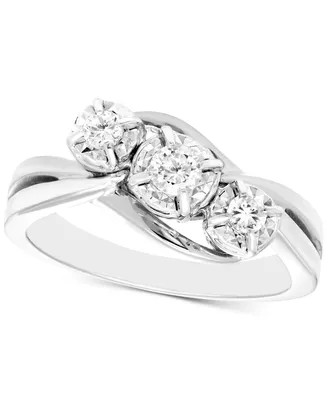 Diamond Three Stone Ring (1/4 ct. t.w.) 10k White or Yellow Gold