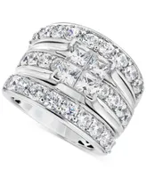 Diamond Princess & Round 3-Pc Bridal Set (4 ct. t.w.) in 14k White Gold