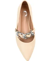 Journee Collection Women's Metinaa Chain Mary Jane Pointed Toe Flats