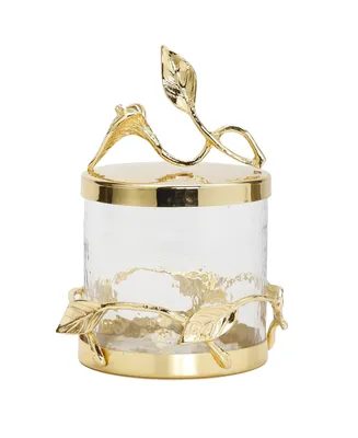 Classic Touch Hammered Glass Canister with Leaf Lid