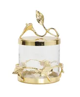 Classic Touch Hammered Glass Canister with Leaf Lid