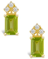 Peridot (1-3/8 ct. t.w.) and Diamond (1/8 Stud Earrings 14K Yellow Gold or White