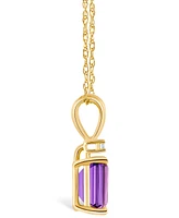 Amethyst (1 ct. t.w.) and Diamond Accent Pendant Necklace 14K Yellow Gold or White