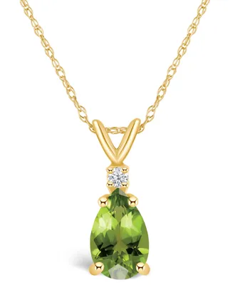 Peridot (1-1/3 ct. t.w.) and Diamond Accent Pendant Necklace 14K Yellow Gold or White