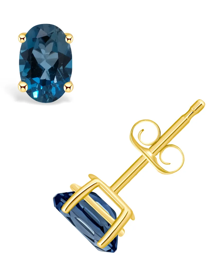 London Blue Topaz (1 ct. t.w.) Stud Earrings 14K Yellow Gold or White