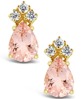 Morganite (1-3/4 ct. t.w.) and Diamond (1/8 Stud Earrings 14K White Gold or Yellow