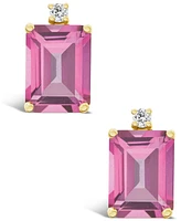 Pink Topaz (4 ct. t.w.) and Diamond Accent Stud Earrings 14K Yellow Gold or White