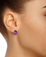 Amethyst (3-1/5 ct. t.w.) and Diamond (1/8 Stud Earrings 14K Yellow Gold or White