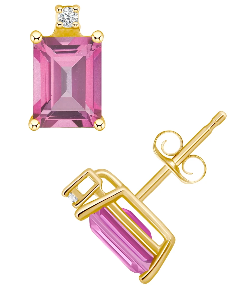 Pink Topaz (1-3/8 ct. t.w.) and Diamond Accent Stud Earrings 14K Yellow Gold or White