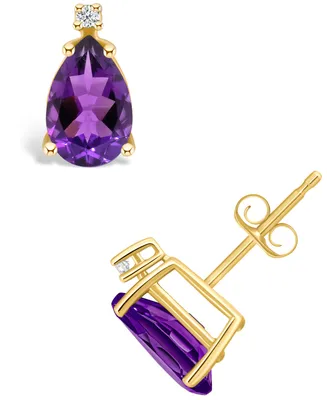Amethyst (1-7/8 ct. t.w.) and Diamond Accent Stud Earrings 14K Yellow Gold or White
