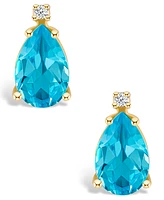 Topaz (2-/ ct. t.w.) and Diamond Accent Stud Earrings 14K Yellow Gold or White