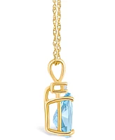 Aquamarine (1 ct. t.w.) and Diamond Accent Pendant Necklace 14K Yellow Gold or White